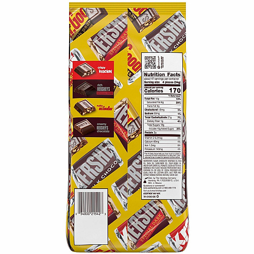 Hershey Chocolate Assortment Chocolate, Dark Mildly Sweet Chocolate, Milk Chocolate, Chocolate Candy with Peanuts - 3.50 lb - 180 / Carton (20900053)