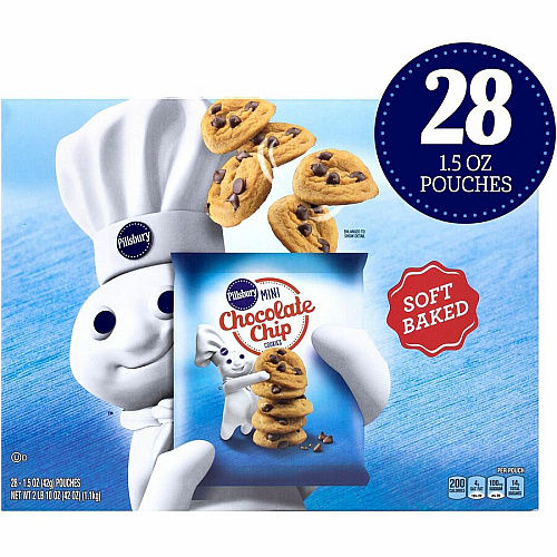 Pillsbury Soft Baked Chocolate Chip Cookie No Artificial Color, No High Fructose Corn Syrup, Gluten-free - Mini Chocolate Chip Cookies - 1.50 oz - 28 / Carton (22002056)