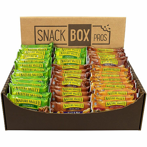 NATURE VALLEY Granola Bar Variety Snack Box Individually Wrapped - Oats and Honey, Sweet & Salty, Fruit & Nut, Peanut Butter, Oats 'n Dark Chocolate - 84 / Carton (70000036)