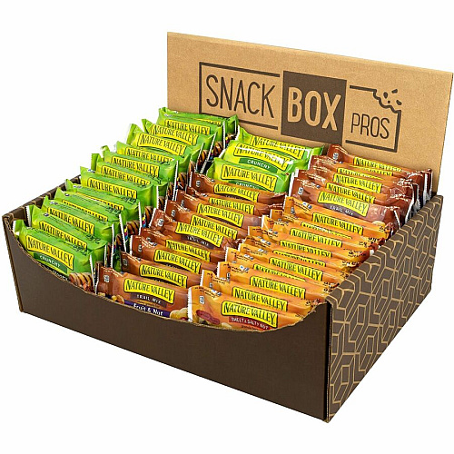 NATURE VALLEY Granola Bar Variety Snack Box Individually Wrapped - Oats and Honey, Sweet & Salty, Fruit & Nut, Peanut Butter, Oats 'n Dark Chocolate - 84 / Carton (70000036)
