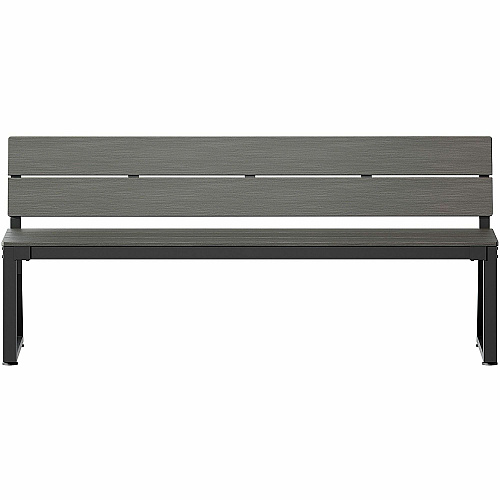 Lorell Faux Wood Outdoor Bench 17.8" Height x 72" Width x 17.8" Depth - Material: Faux Wood, Polystyrene - Finish: Gray - Backrest, Easy to Clean, Sturdy - For Outdoor (LLR42671)