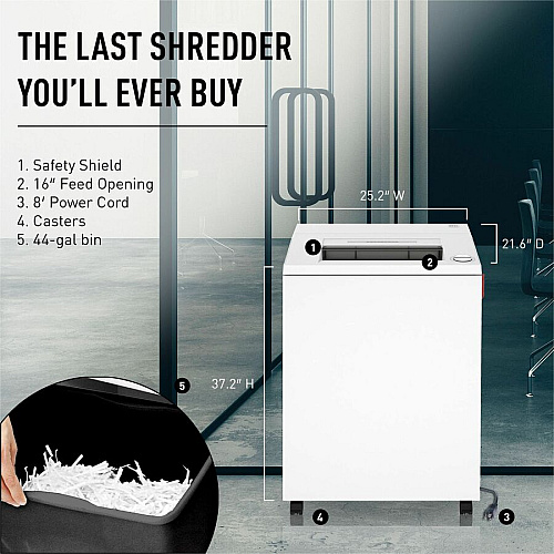 ideal. IDEDSH0320H Cross-Cut Shredder Cross Cut - 28 Per Pass - for shredding Paper - 44 gal Wastebin Capacity - White - 1 Each (IDEDSH0324H)