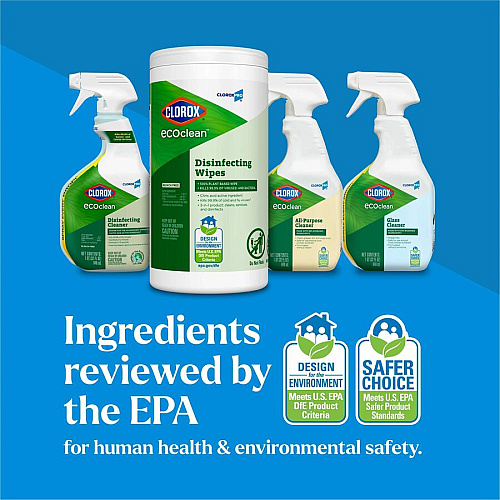 CloroxPro&trade; EcoClean Disinfecting Wipes For Multi Surface, Multipurpose - Ready-To-Use - Wipe - Disinfectant, Dye-free, Bleach-free, Ammonia-free - Green - 75 Each (60605)