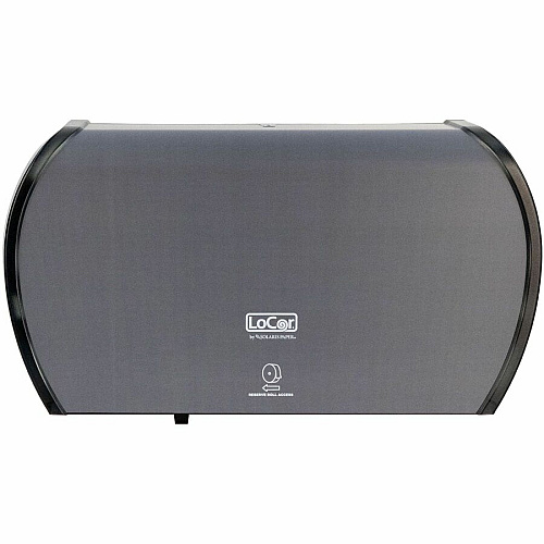 LoCor Jumbo Twin Bath Tissue Dispenser Roll Dispenser - 2 - 5.8" Height x 20.9" Width x 12.4" Depth - Matte Gray - Sliding Door - 1 Each (D67042N)