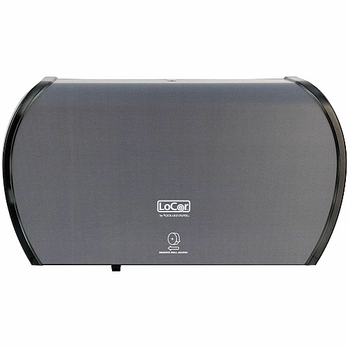 LoCor Jumbo Twin Bath Tissue Dispenser Roll Dispenser - 2 - 5.8" Height x 20.9" Width x 12.4" Depth - Matte Gray - Sliding Door - 1 Each (D67042N)