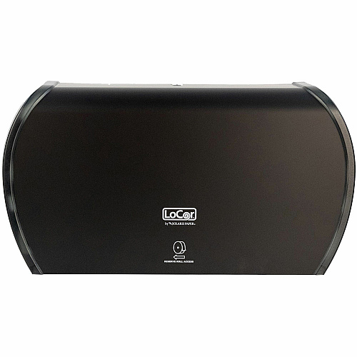 LoCor Jumbo Twin Bath Tissue Dispenser Roll Dispenser - 2 - 5.8" Height x 20.9" Width x 12.4" Depth - Matte Black - Sliding Door - 1 Each (D67043N)