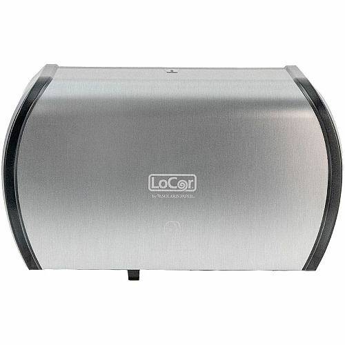 LoCor Side-By-Side Bath Tissue Dispenser Roll Dispenser - 3000 x Sheet - 5.2" Height x 15" Width x 8.9" Depth - Stainless - Sliding Door, Lockable - 1 Each (D67021N)