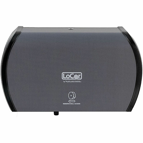 LoCor Side-By-Side Bath Tissue Dispenser Roll Dispenser - 3000 x Sheet - 5.2" Height x 15" Width x 8.9" Depth - Matte Gray - Sliding Door, Lockable - 1 Each (D67022N)