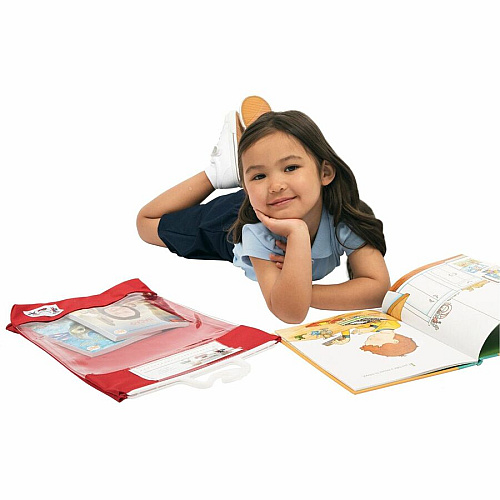 Seat Sack 10-Count Read-n-Go Book Baggie Bundle 10.50" Width x 2" Depth - Apple Red - Poly Cotton - Classroom, School - 1 Carton (10080BUNDLE)