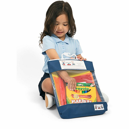 Seat Sack 10-Count Read-n-Go Book Baggie Bundle 10.50" Width x 2" Depth - Original Blue - Poly Cotton - Classroom, School - 1 Carton (00080BUNDLE)