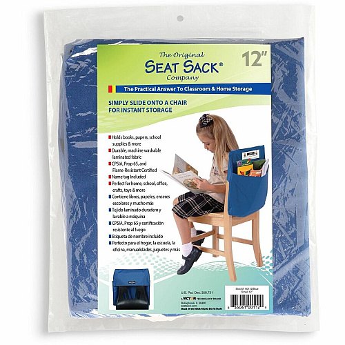 Seat Sack 10-Count 1-Pocket Classroom Pack 1 Pocket(s) - 12" Width x 2" Depth - Chair - Laminated, Washable, Expandable - Blue - Poly Cotton - 10/Pack - 1 Carton (00112BUNDLE)