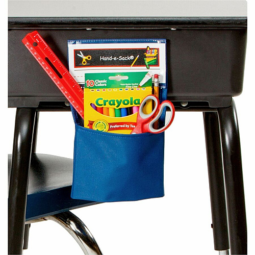 Seat Sack Hand-e-Sack Storage Pouches Desk - Hook & Loop Closure, Interlockable, Storage Space, Tear Resistant, Adhesive - Blue - 1 Carton (00050BUNDLE)