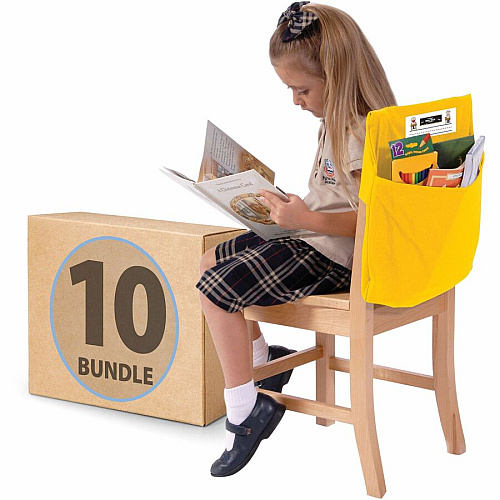 Seat Sack 10-Count 1-Pocket Classroom Pack 1 Pocket(s) - 17" Width x 2" Depth - Chair - Washable, Expandable - Yellow - Poly Cotton - 10/Pack - 1 Carton (40117BUNDLE)