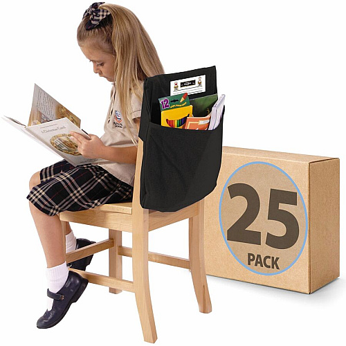 Seat Sack 25-Count 1-Pocket Classroom Pack 1 Pocket(s) - 12" Width x 2" Depth - Chair - Expandable - Black - Poly, Cotton, Laminate - 25/Pack - 1 Carton (12193)