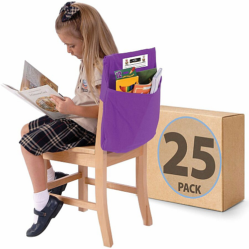 Seat Sack 25-Count 1-Pocket Classroom Pack 1 Pocket(s) - 12" Width x 2" Depth - Chair - Expandable, Washable, Easy to Clean, Laminated - Purple - Poly, Cotton, Laminate - 25/Pack - 1 Carton (12195)