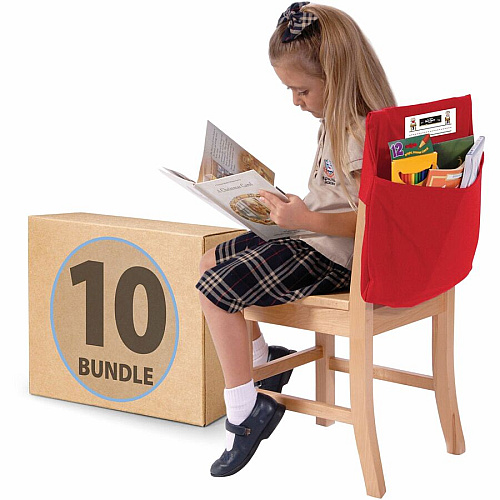 Seat Sack 10-Count 1-Pocket Classroom Pack 1 Pocket(s) - 17" Width x 2" Depth - Chair - Washable, Expandable - Red - Laminate, Poly, Cotton - 10/Pack - 1 Carton (10117BUNDLE)