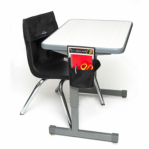 Seat Sack Hand-e-Sack Storage Pouches Desk - Hook & Loop Closure, Interlockable, Storage Space, Tear Resistant, Adhesive - Black - 1 Carton (30050BUNDLE)
