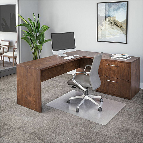 Deflecto SuperGrip Chairmat Hard Floor, Carpet, Chair - 60" Length x 46" Width - Lip Size 25" Length x 12" Width - Vinyl - Clear - 1 Each (CM23442FSPRC)