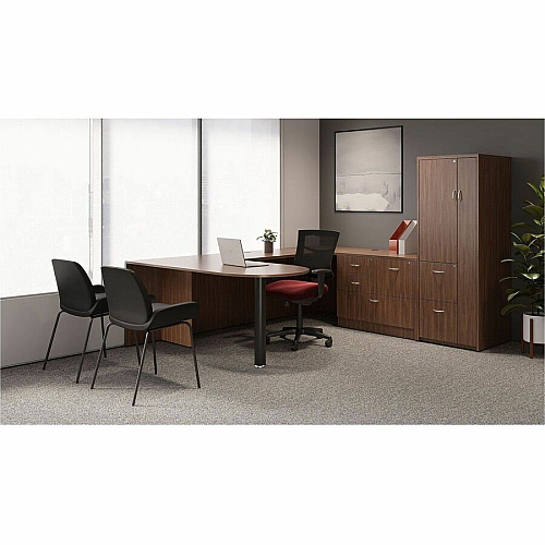 Lorell Multifunctional Mesh Mid-back Executive Chair Real Red Seat Color - Mesh Back Material - Mid Back - 1 Each (LLR6200102)