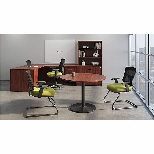 Lorell Conjure Sled Base Guest Chair Dillon Apple Green Seat Color - Polyurethane Foam Seat Material - Mesh Back Material - Mid Back - Cantilever, Sled Base - Armrest - 1 Each (LLR62009009)