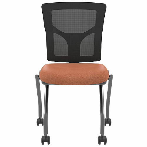 Lorell Conjure Mesh Training Chairs Canyon Cordovan Seat Color - Polyurethane Foam Seat Material - Mesh Back Material - 2 / Carton (LLR6202026)