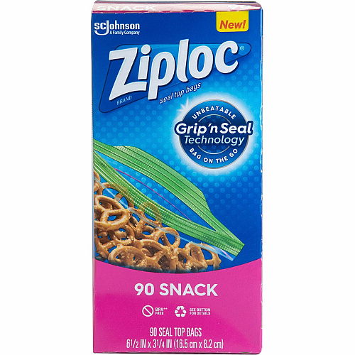 Ziploc&reg; Snack Size Storage Bags 6.50" Length x 3.75" Width - Clear - Snack, Food, Storage, Fruit, Vegetables, School, Park, Office, Commercial, Industrial/ - 90 / Box (366131)