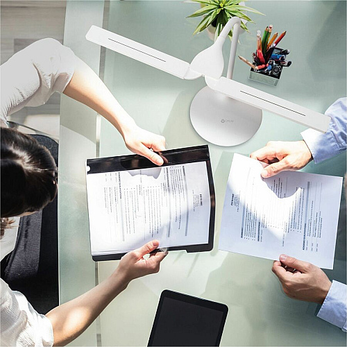 OttLite Wellness Series Pivot LED Desk Lamp 26" Height x 6.7" Width - LED Bulb - Adjustable Height, Flexible Neck, ClearSun LED, Dimmable, Touch Sensitive Control Panel, Color Changing Mode, Auto Shut-off - Desk Mountable - White - for Desk - 1 (CSN5908C)