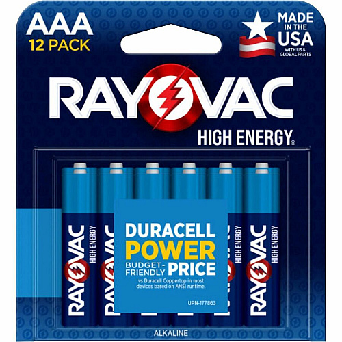 Rayovac High Energy Battery For Flashlight, Mouse, Remote Control, Smart Home Device - AAA - 12/Pack - 4 / Carton (82412TCT)