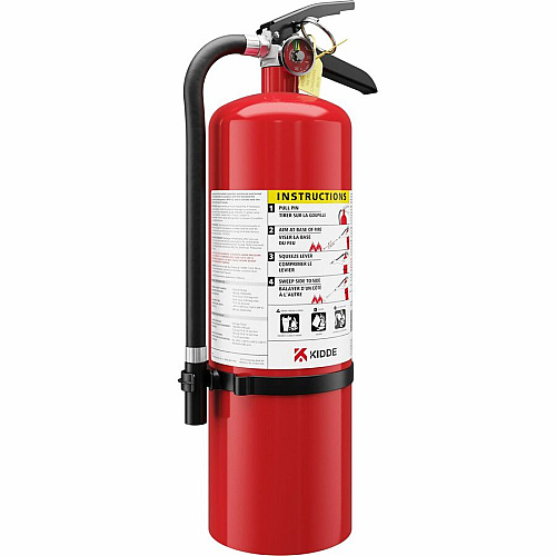 Kidde Pro 10 MP-1 Fire Extinguisher 10 lb Capacity - A: Common Combustibles, B: Flammable Liquids, C: Live Electrical Equipment - Rechargeable, Safety Pin - Red (21032149)