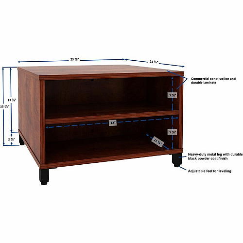 Lorell Reception Table Height Adjustable - 24" Table Top Width x 24" Table Top Depth - 20" Height - Reception, Storage - Cherry, Laminated - Metal - 1 Each (69201)