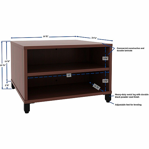 Lorell Reception Table Height Adjustable - 24" Table Top Width x 24" Table Top Depth - 20" Height - Reception, Storage - Mahogany, Laminated - Metal - 1 Each (69200)