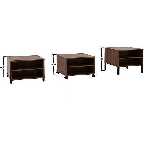 Lorell Reception Table Height Adjustable - 24" Table Top Width x 24" Table Top Depth - 20" Height - Reception, Storage - Walnut, Laminated - Metal - 1 Each (69202)