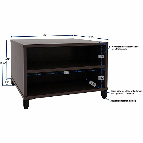 Lorell Reception Table Height Adjustable - 24" Table Top Width x 24" Table Top Depth - 20" Height - Reception, Storage - Espresso, Laminated - Metal - 1 Each (69204)