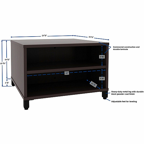 Lorell Reception Table Height Adjustable - 24" Table Top Width x 24" Table Top Depth - 20" Height - Reception, Storage - Espresso, Laminated - Metal - 1 Each (69204)