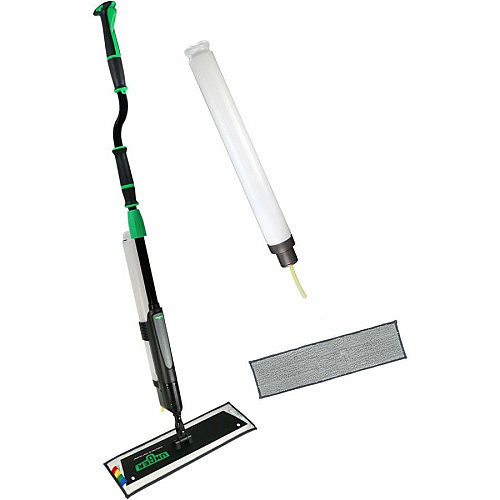 Unger Excella Floor Cleaning Straight Kit MicroFiber Head - Non-slip, Lightweight - Black, Green, Gray - 1 / Carton (EFKT1)