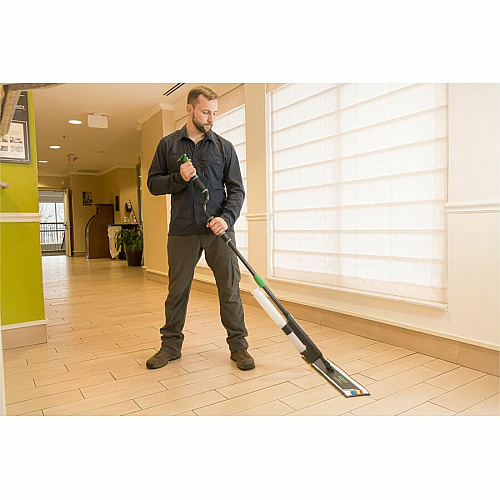 Unger Excella Floor Cleaning Straight Kit MicroFiber Head - Non-slip, Lightweight - Black, Green, Gray - 1 / Carton (EFKT1)