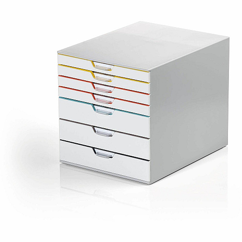 DURABLE Varicolor 7 Mix, Gray/Multicolor 7 Drawer(s) - 11" Height x 11.50" Width x 14" Depth - Stackable - Removable Drawer, Stackable, Recessed Handle, Non-slip, Pull-out Drawer, Anti-slip, Plastic Feet - Multicolor, Gray - Plastic - 1 Each (762727)