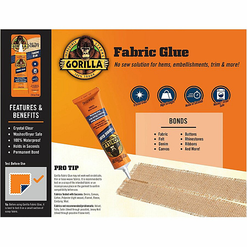 Gorilla Glue Fabric Glue 2.50 fl oz - Clear - 1 Each (8025501)