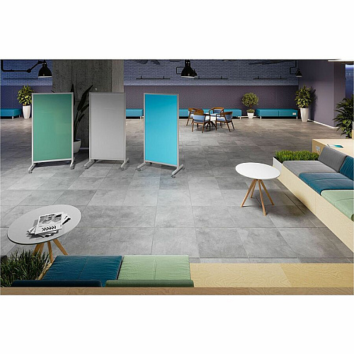 Ghent EZ Mobile Glassboard 36" (3 ft) Width x 72" (6 ft) Height - Blue Glass Surface - Gray Aluminum, Silver Frame - Magnetic - Durable, Casters, Easy to Clean, Ghost Resistant, Stain Resistant, Heavy Duty, Locking Casters, Magnetic, Double- (EZ1MA7538BE)