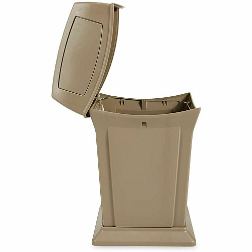 Rubbermaid Commercial Ranger Waste Container Hinged Lid - 45 gal Capacity - For Outdoor - Durable, Hinged Door, Weighted Base - 27.6" Height x 19.5" Width x 19.5" Depth - Resin, Metal - Beige - 1 Each (FG917188BEIG)