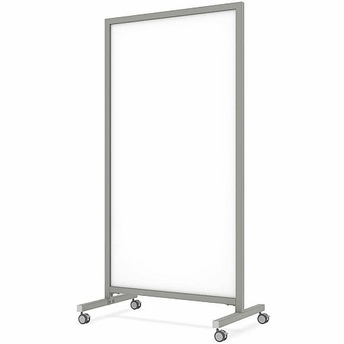 Ghent EZ Mobile Glassboard 36" (3 ft) Width x 72" (6 ft) Height - White Glass Surface - Gray Satin Aluminum, Silver Frame - Double-sided, Durable, Casters, Ghost Resistant, Stain Resistant, Heavy Duty, Locking Casters - Assembly Required - 1 (EZ1NA7538WH)
