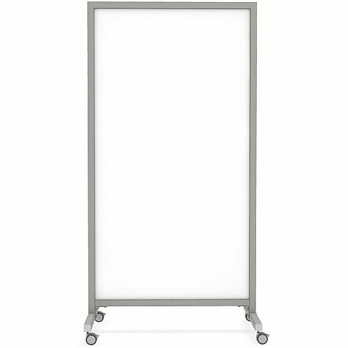 Ghent EZ Mobile Glassboard 36" (3 ft) Width x 72" (6 ft) Height - White Glass Surface - Gray Satin Aluminum, Silver Frame - Double-sided, Durable, Casters, Ghost Resistant, Stain Resistant, Heavy Duty, Locking Casters - Assembly Required - 1 (EZ1NA7538WH)