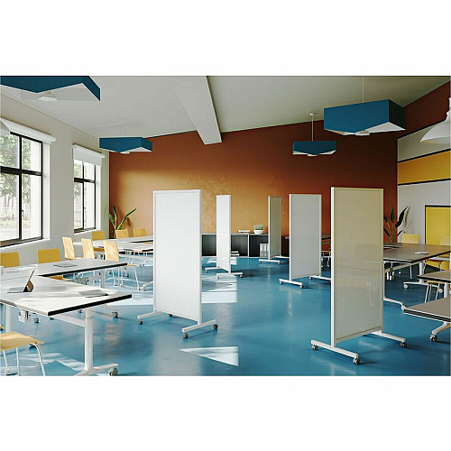 Ghent EZ Mobile Glassboard 38" (3.2 ft) Width x 75" (6.3 ft) Height - White Porcelain Surface - Anodized Satin Aluminum Frame - Vertical - Magnetic - Ghost Resistant, Stain Resistant, Heavy Duty, Locking Casters, Durable, Casters, Scratch Resi (EZ6MA7538)