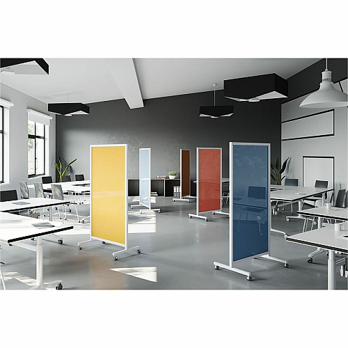 Ghent EZ Mobile Glassboard 36" (3 ft) Width x 72" (6 ft) Height - Blue Glass Surface - Gray Satin Aluminum, Silver Frame - Double-sided, Durable, Casters, Ghost Resistant, Stain Resistant, Heavy Duty, Locking Casters - Assembly Required - 1  (EZ1NA7538BE)