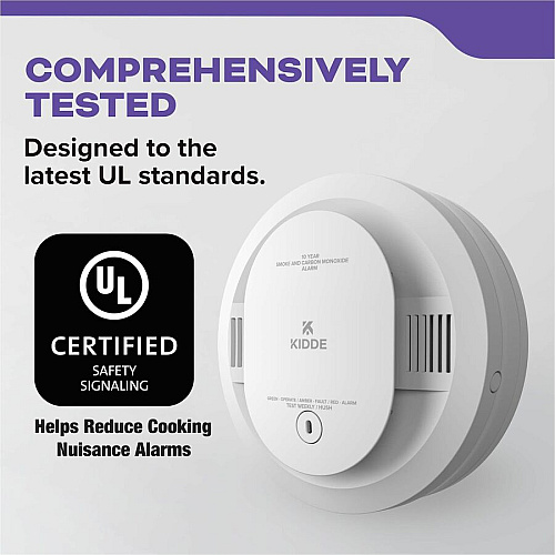 Kidde Combo Carbon Monoxide/Smoke Alarm 85 dB - Audible, Visual - Surface Mount, Wall Mountable, Ceiling Mountable - Red, Green, Amber - White (21031502)