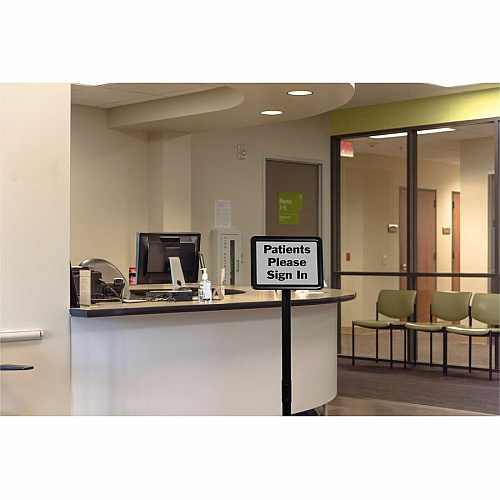 Kantek Floor Stand Sign Holder Print/Message - "Portrait, Landscape - 51" Height - Heavy Duty, Impact Resistant - High Traffic Area, Display, Sign, Indoor, Outdoor - Steel - Black - 1 Each (SH817)