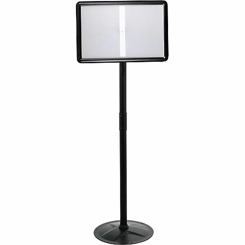 Kantek Floor Stand Sign Holder Print/Message - "Portrait, Landscape - 51" Height - Heavy Duty, Impact Resistant - High Traffic Area, Display, Sign, Indoor, Outdoor - Steel - Black - 1 Each (SH817)