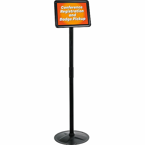 Kantek Floor Stand Sign Holder Print/Message - "Portrait, Landscape - 51" Height - Heavy Duty, Impact Resistant - High Traffic Area, Display, Sign, Indoor, Outdoor - Steel - Black - 1 Each (SH817)