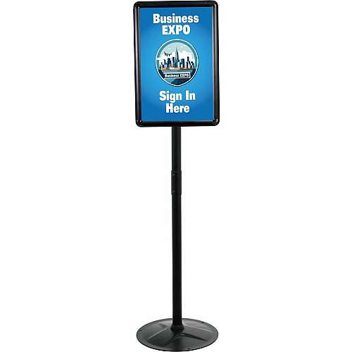 Kantek Floor Stand Sign Holder Print/Message - "Portrait, Landscape - 51" Height - Heavy Duty, Impact Resistant - High Traffic Area, Display, Sign, Indoor, Outdoor - Steel - Black - 1 Each (SH817)