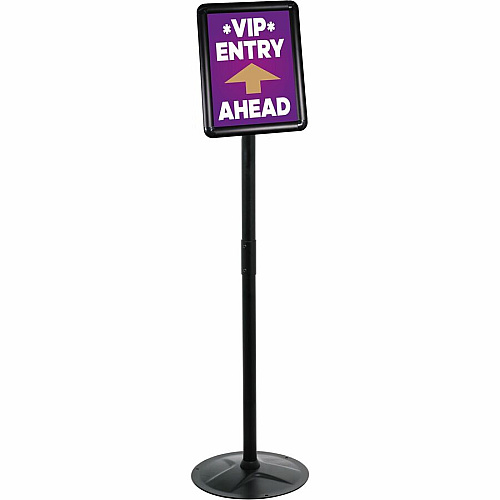 Kantek Floor Stand Sign Holder Print/Message - "Portrait, Landscape - 51" Height - Heavy Duty, Impact Resistant - High Traffic Area, Display, Sign, Indoor, Outdoor - Steel - Black - 1 Each (SH817)